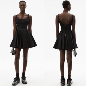 Alexander Wang Hybrid Poplin Flare Dress 0 Black